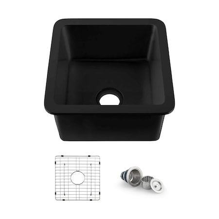 Kibi Pure 18 Fireclay Kitchen Undermount Single Bowl Sink - Matte Black K2-S18SQMB